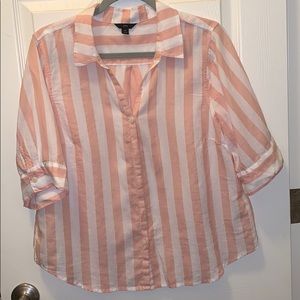 Pink and white striped blouse